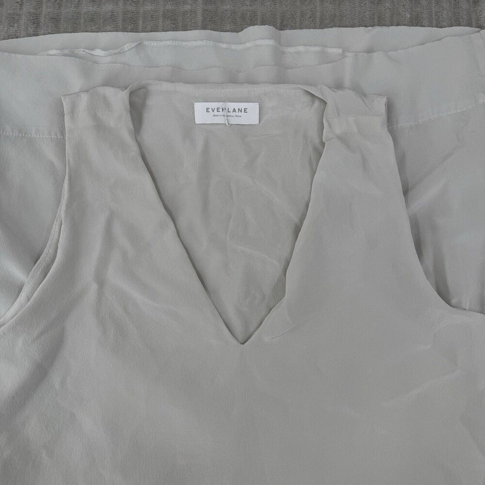 Everlane Womens Dress 4 Gray The Double-Lined Silk V-Neck Sleeveless Lightweight